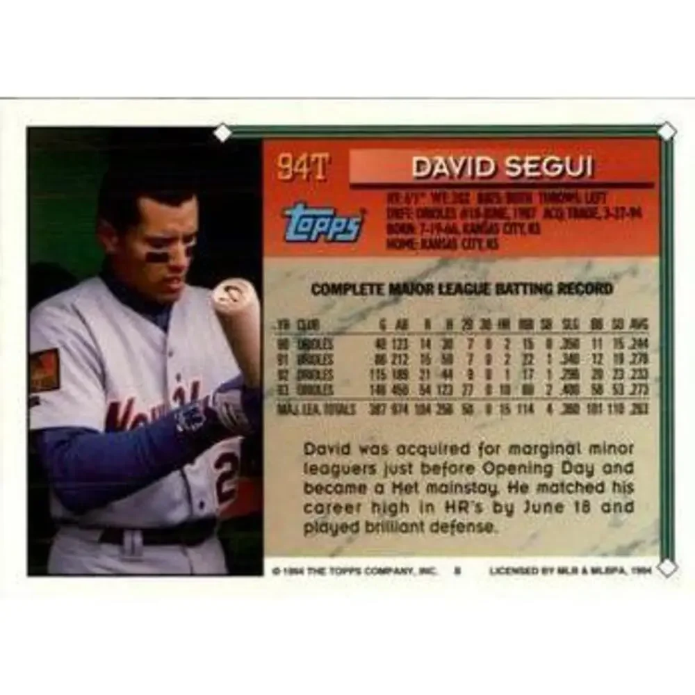1994 Topps Traded David Segui 94T New York Mets
